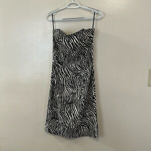 80’s Vintage Gunne Sax strapless Animal Print Dress Jessica  McClintock SZ 9